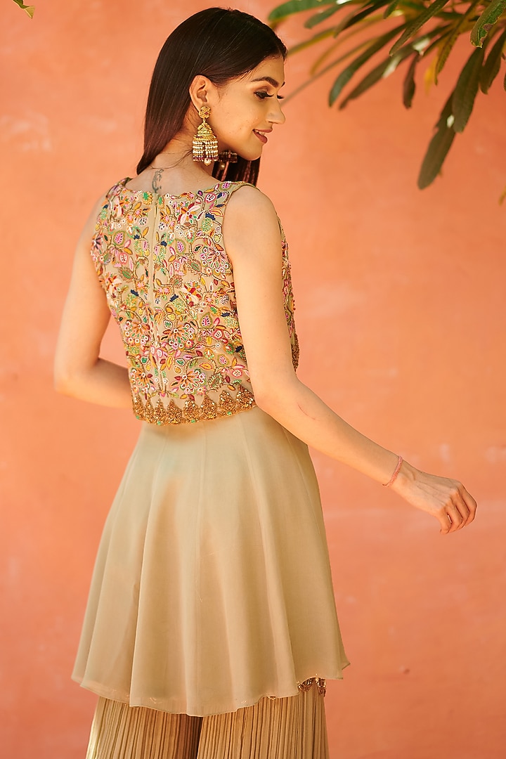Sea Green Embroidered Wedding Sharara Set by AMAN TAKYAR at Pernia's Pop Up Shop