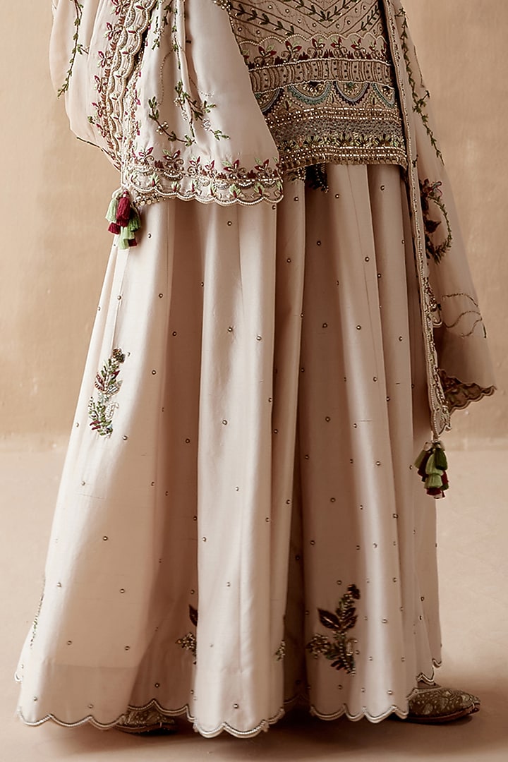 Ivory Dupion Silk & Organza Bridal Sharara Set by AMAN TAKYAR at Pernia's Pop Up Shop