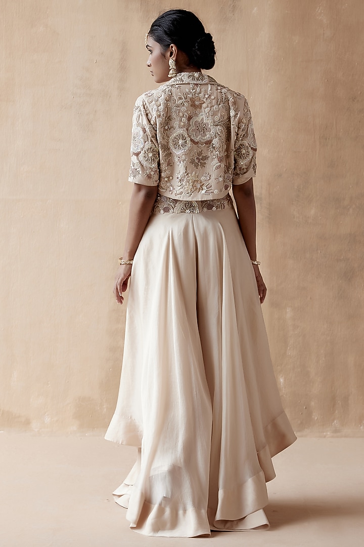 Ivory Organza Bridal Sharara Set by AMAN TAKYAR at Pernia's Pop Up Shop