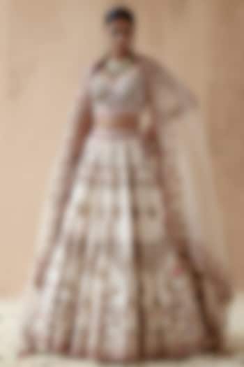 Ivory Dupion Silk Embellished Bridal Lehenga Set by AMAN TAKYAR at Pernia's Pop Up Shop