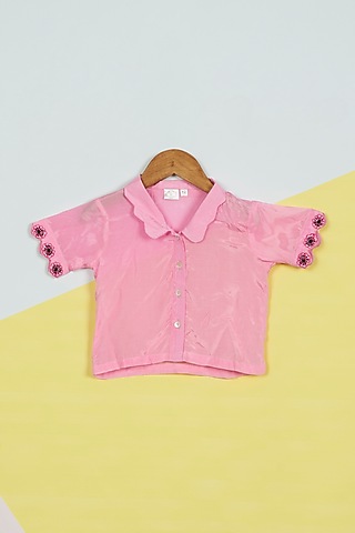 Cherry Blossom Embroidered Shirt For Girls by Ambar