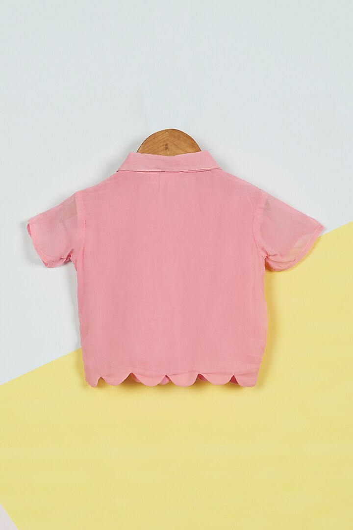 Pink Cotton Georgette Shirt For Girls by Ambar at Pernia's Pop Up Shop