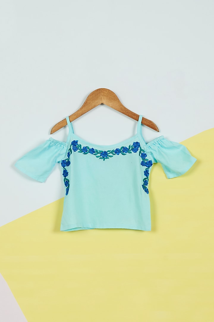 Periwinkle Embroidered Top For Girls by Ambar