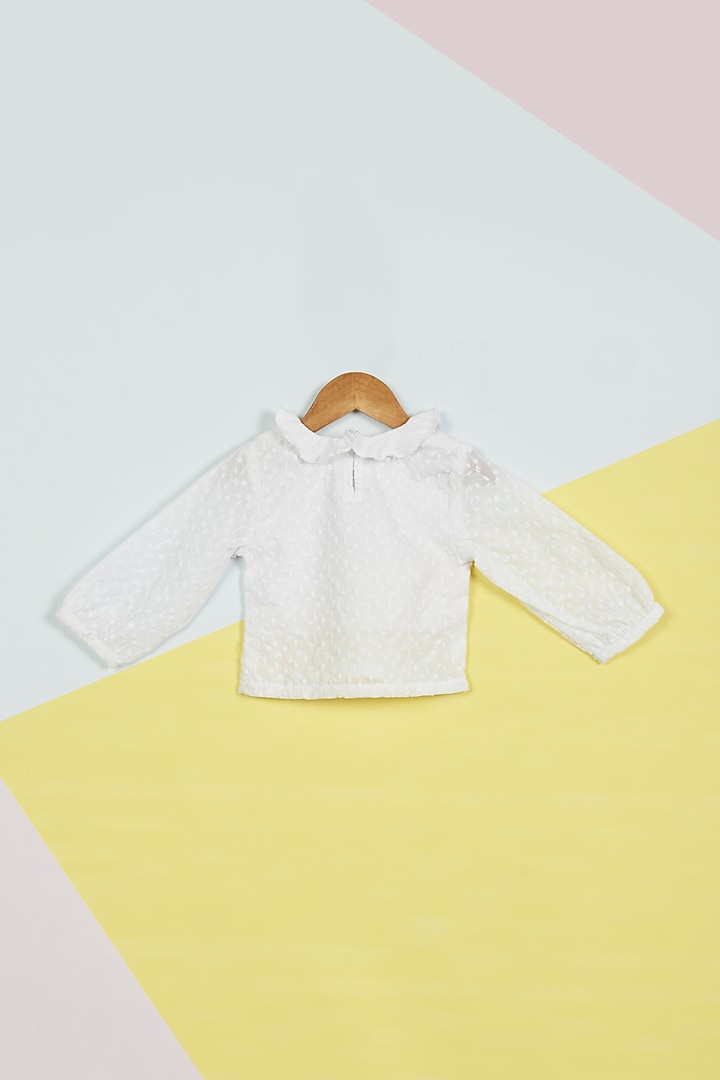 White Cotton Ruffled Top For Girls by Ambar at Pernia's Pop Up Shop