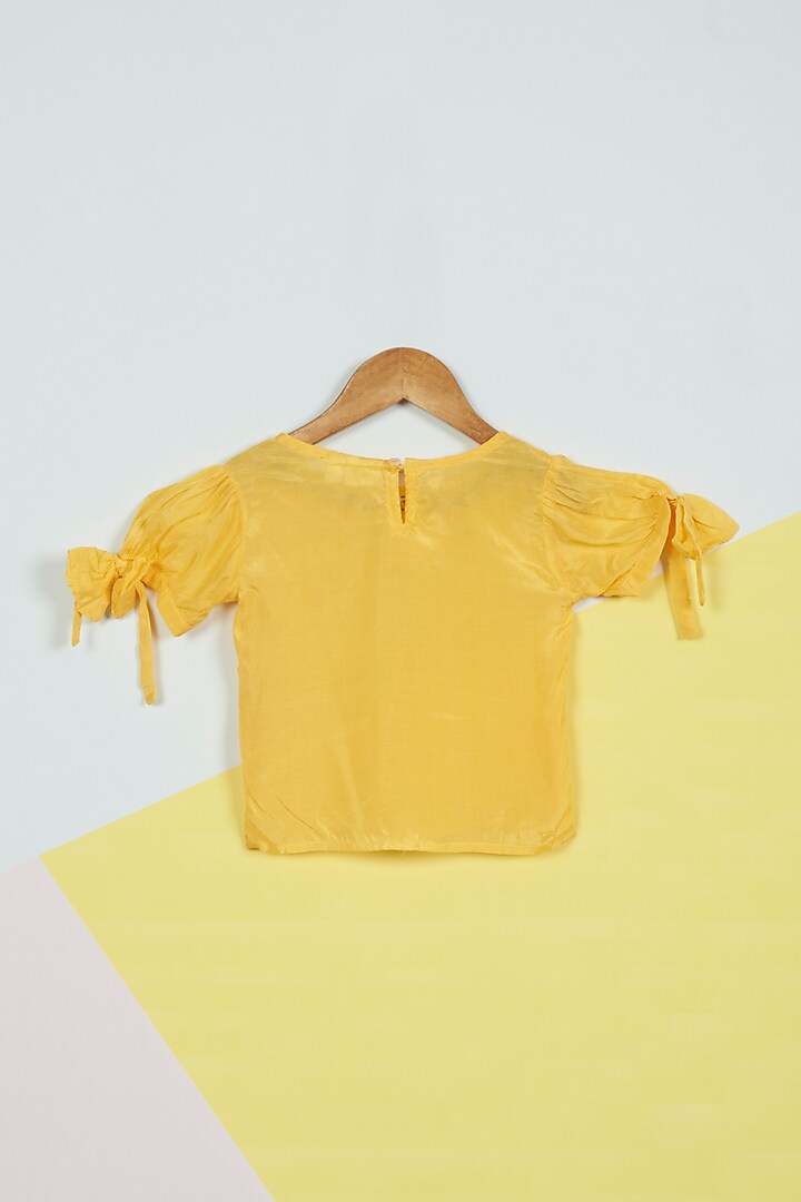 Daffodil Yellow Embroidered Top For Girls by Ambar at Pernia's Pop Up Shop