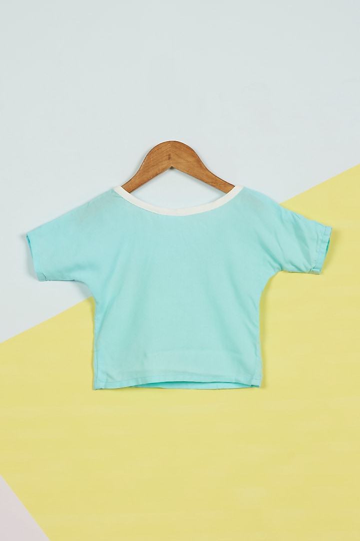 Blue Embroidered Top For Girls by Ambar at Pernia's Pop Up Shop