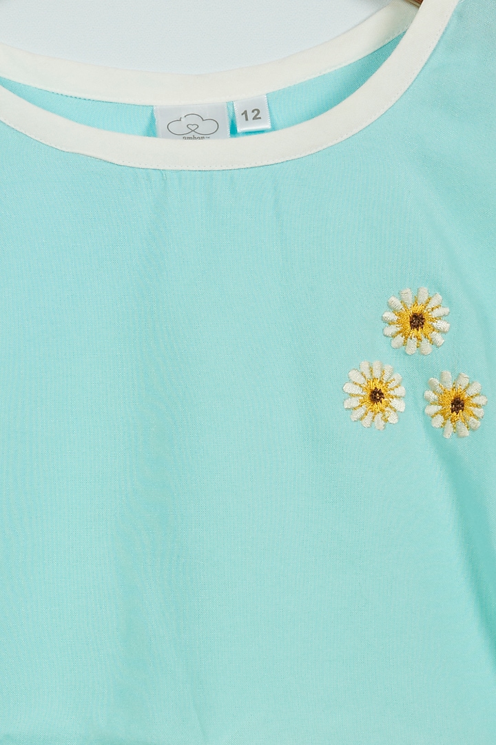 Blue Embroidered Top For Girls by Ambar at Pernia's Pop Up Shop