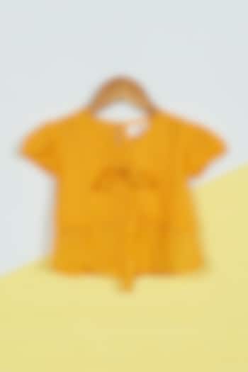 Yellow Cotton Georgette Top For Girls by Ambar