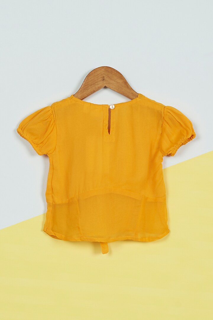Yellow Cotton Georgette Top For Girls by Ambar at Pernia's Pop Up Shop