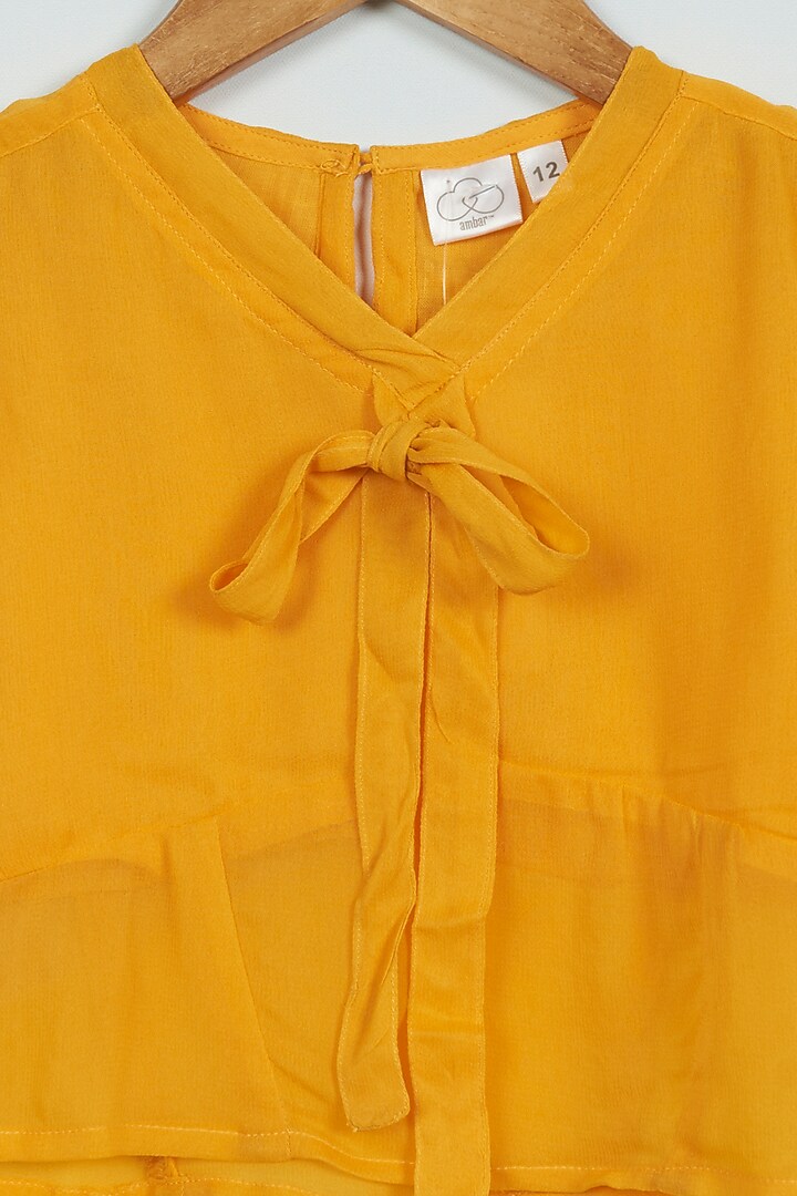 Yellow Cotton Georgette Top For Girls by Ambar at Pernia's Pop Up Shop
