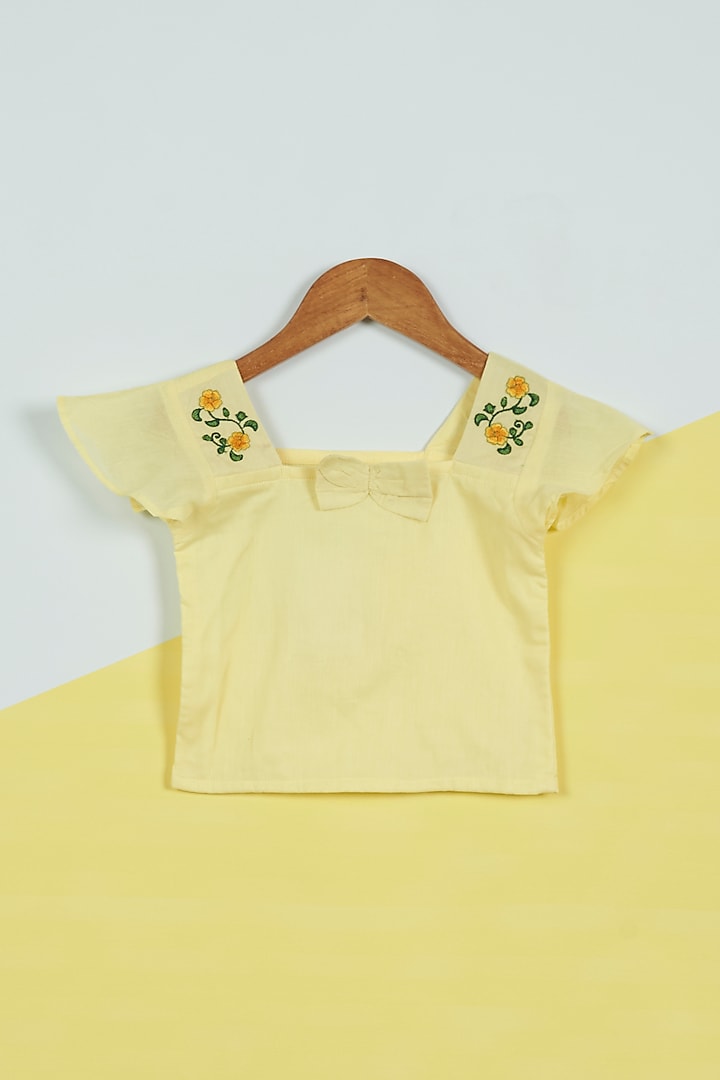 Yellow Embroidered Top For Girls by Ambar