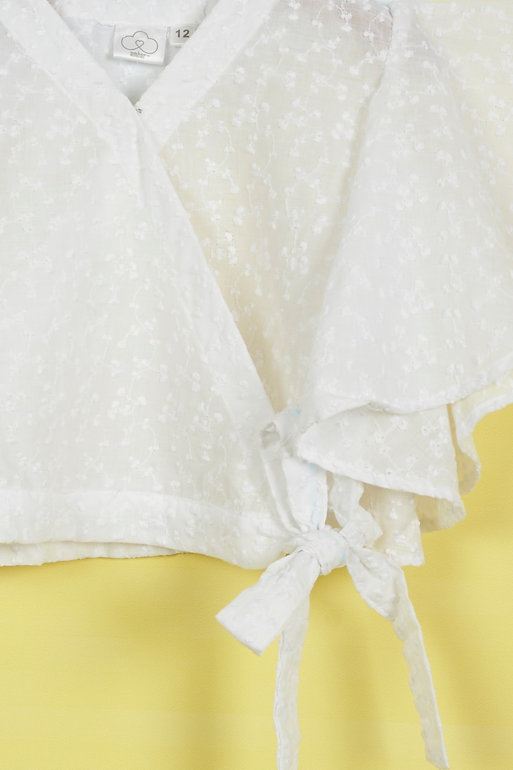 White Cotton Overlap Top For Girls by Ambar at Pernia's Pop Up Shop