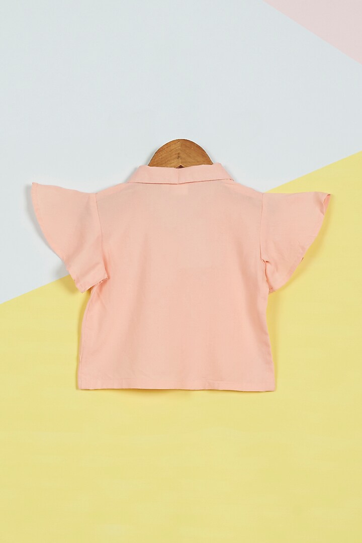 Pink Machine Embroidered Shirt For Girls by Ambar at Pernia's Pop Up Shop
