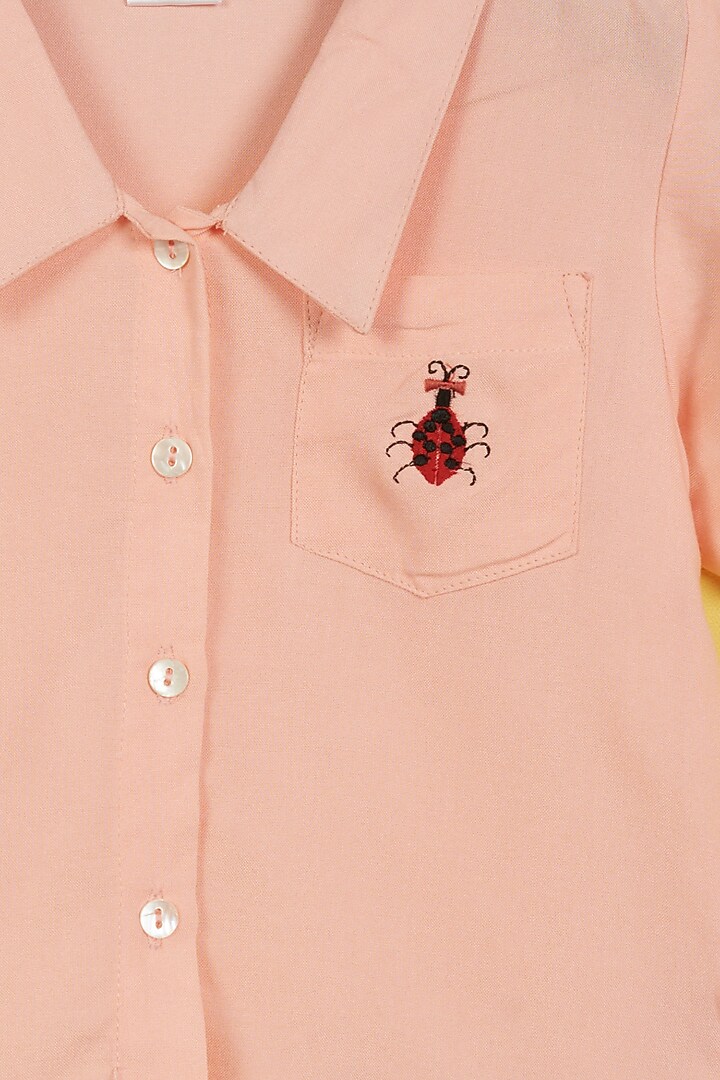 Pink Machine Embroidered Shirt For Girls by Ambar at Pernia's Pop Up Shop