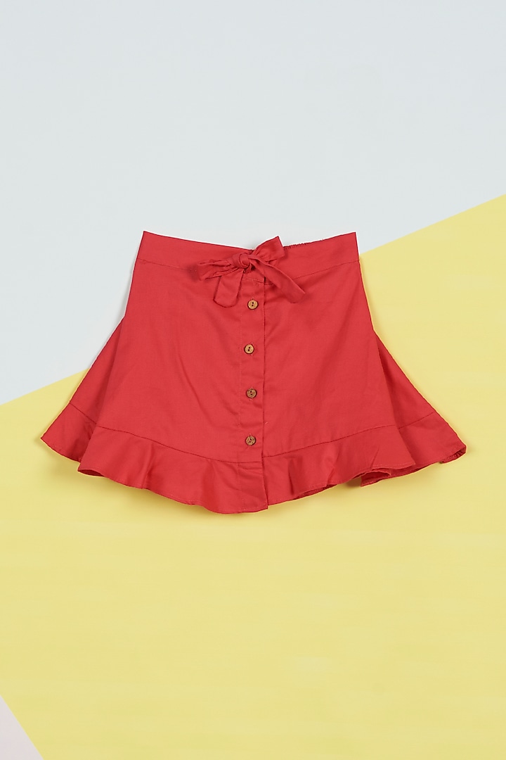Pink Dobby Skirt For Girls by Ambar