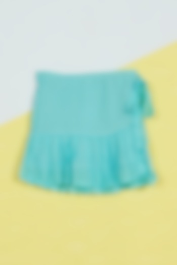 Blue Cotton Georgette Wrap Around Skirt For Girls by Ambar