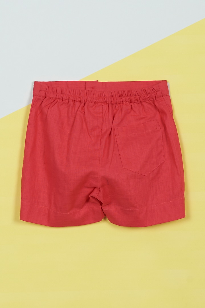 Pink Dobby Straight Shorts For Girls by Ambar at Pernia's Pop Up Shop