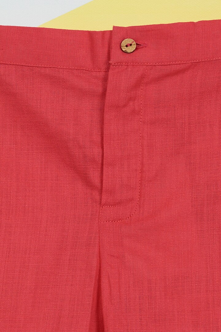 Pink Dobby Straight Shorts For Girls by Ambar at Pernia's Pop Up Shop