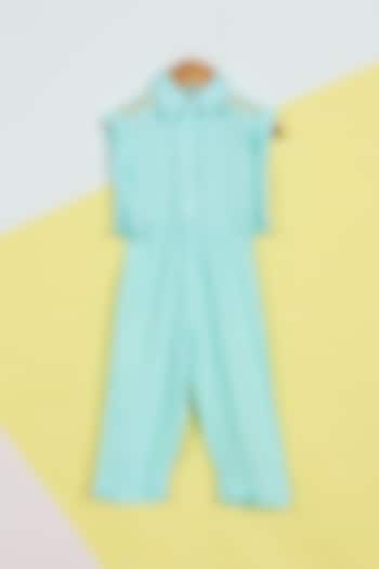 Blue Embroidered Jumpsuit For Girls by Ambar