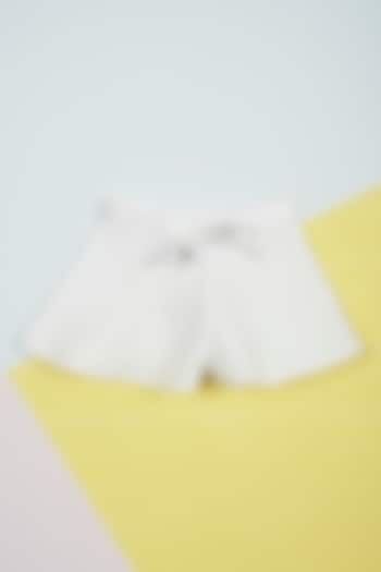White Dobby Flared Shorts For Girls by Ambar