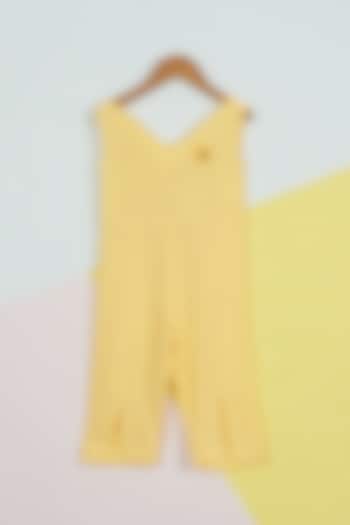 Sunflower Yellow Embroidered Jumpsuit For Girls by Ambar
