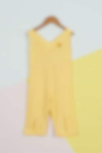 Sunflower Yellow Embroidered Jumpsuit For Girls by Ambar at Pernia's Pop Up Shop