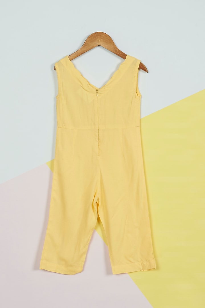 Sunflower Yellow Embroidered Jumpsuit For Girls by Ambar at Pernia's Pop Up Shop