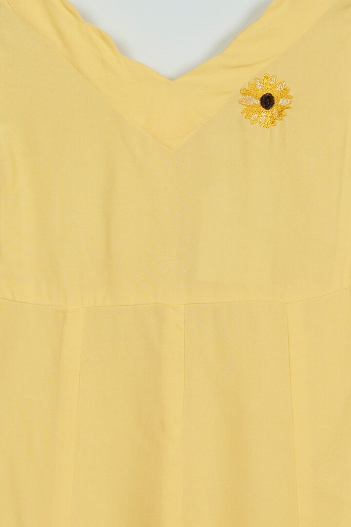 Sunflower Yellow Embroidered Jumpsuit For Girls by Ambar at Pernia's Pop Up Shop