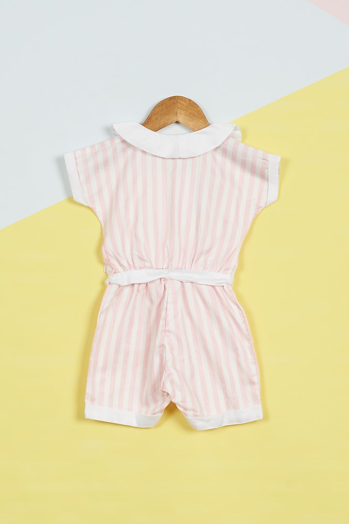 Pink & White Printed Jumpsuit For Girls by Ambar at Pernia's Pop Up Shop