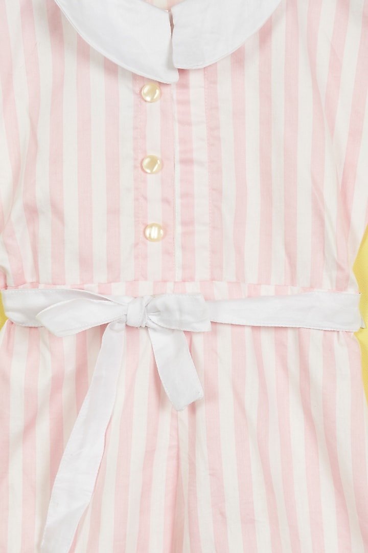 Pink & White Printed Jumpsuit For Girls by Ambar at Pernia's Pop Up Shop