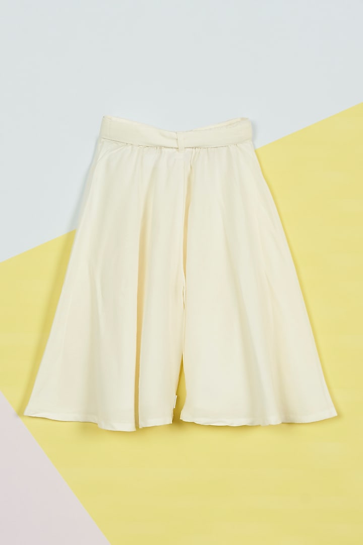 White Rayon Flared Culotte Pants For Girls by Ambar at Pernia's Pop Up Shop