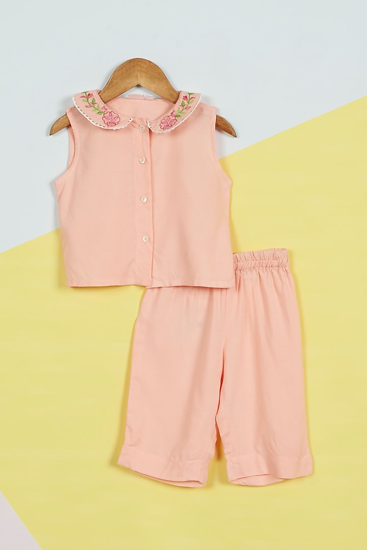 Pink Rayon Night Suit For Girls by Ambar