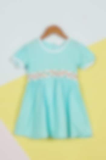 Blue Embroidered Flared Dress For Girls by Ambar