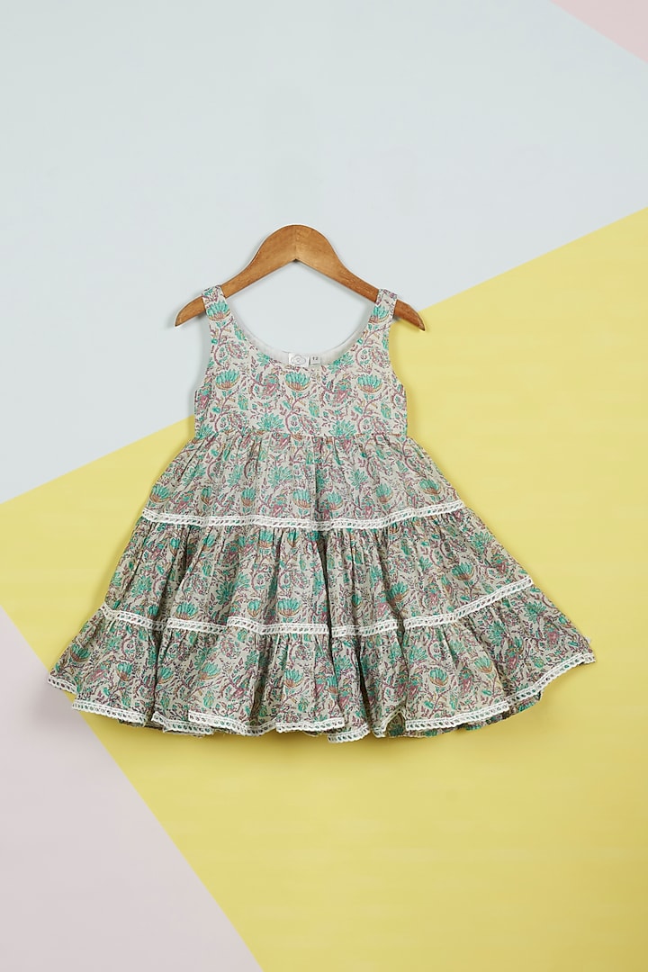 Multi-Colored Floral Printed Dress For Girls by Ambar