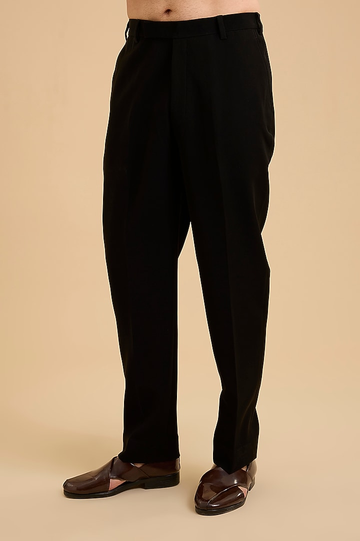 Black Silk Groom Bandhgala Set by Amit Behki at Pernia's Pop Up Shop