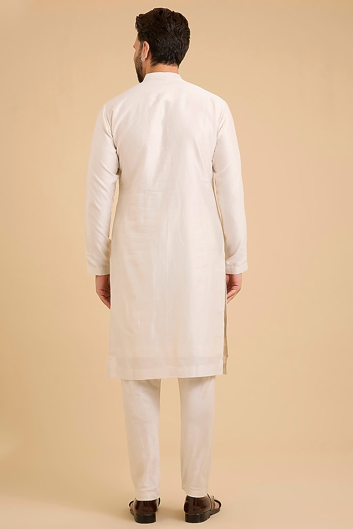 Light Grey Silk Groom Sherwani Set by Amit Behki at Pernia's Pop Up Shop