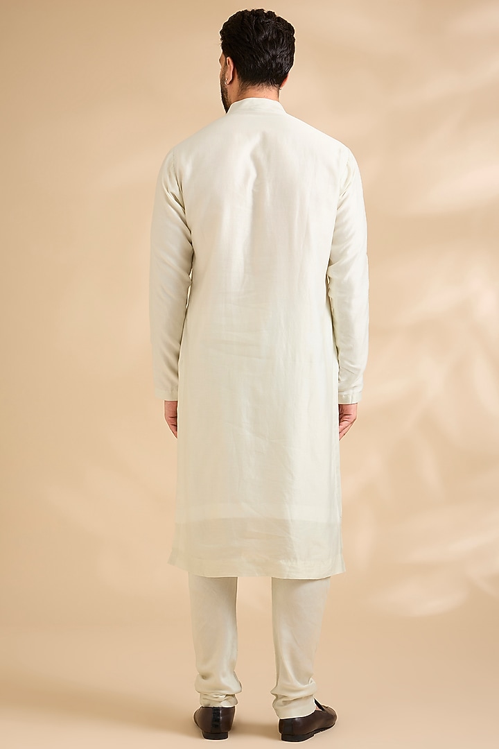 Beige Raw Silk Embroidered Groom Sherwani Set by Amit Behki at Pernia's Pop Up Shop