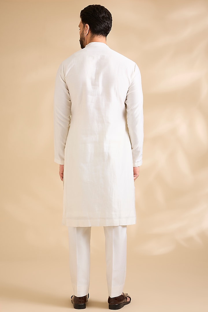 Cream Raw Silk Embroidered Groom Sherwani Set by Amit Behki at Pernia's Pop Up Shop