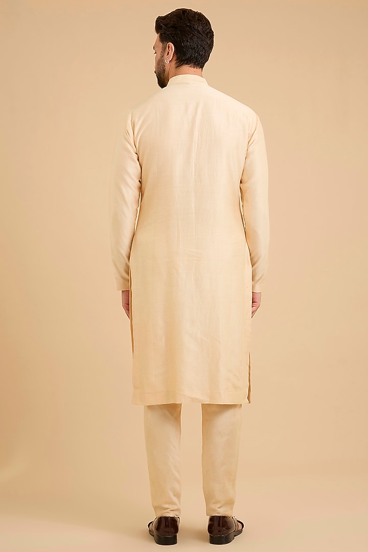 Beige Silk Groom Sherwani Set by Amit Behki at Pernia's Pop Up Shop