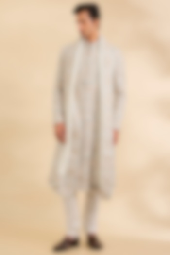 Ivory Silk Groom Sherwani Set by Amit Behki at Pernia's Pop Up Shop
