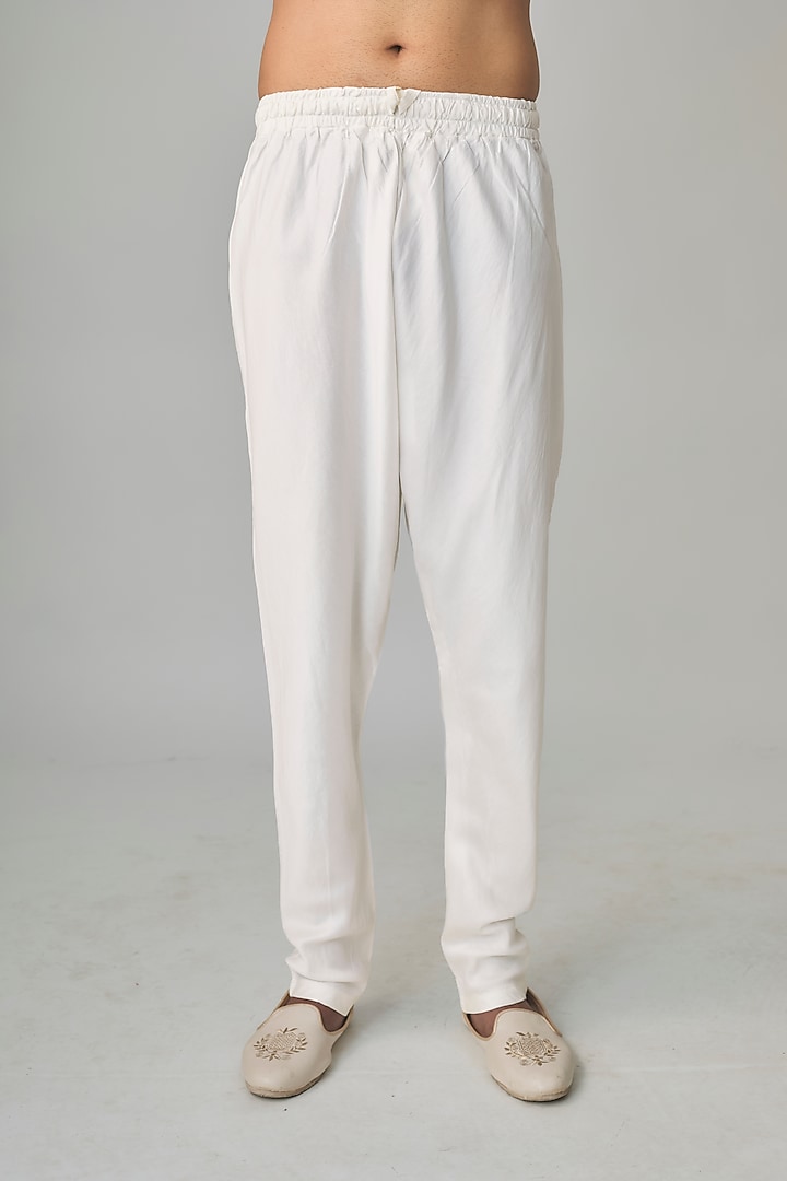 White Silk Hand Embroidered Groom Sherwani Set by Amit Behki at Pernia's Pop Up Shop