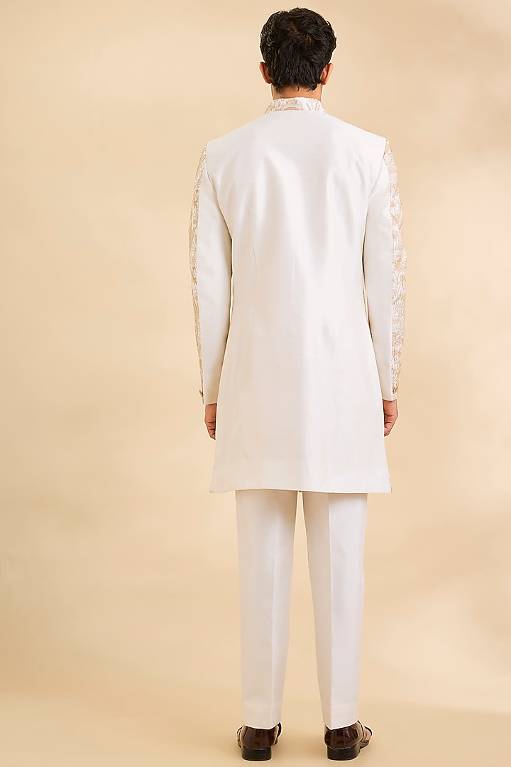 Ivory Silk Groom Sherwani Set by Amit Behki at Pernia's Pop Up Shop