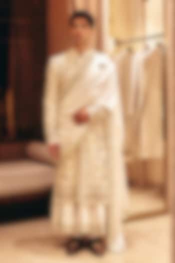 Ivory Silk Groom Sherwani Set by Amit Behki at Pernia's Pop Up Shop
