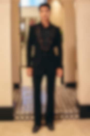 Black Italian Suiting Blazer Set by Amit Behki at Pernia's Pop Up Shop