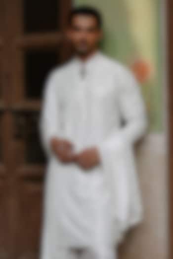 Ivory Pure Silk Mirror Work Stole by Amit Behki at Pernia's Pop Up Shop