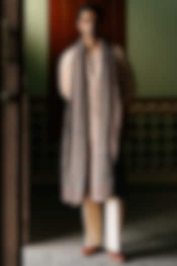 Brown Georgette Aari Work Stole by Amit Behki at Pernia's Pop Up Shop