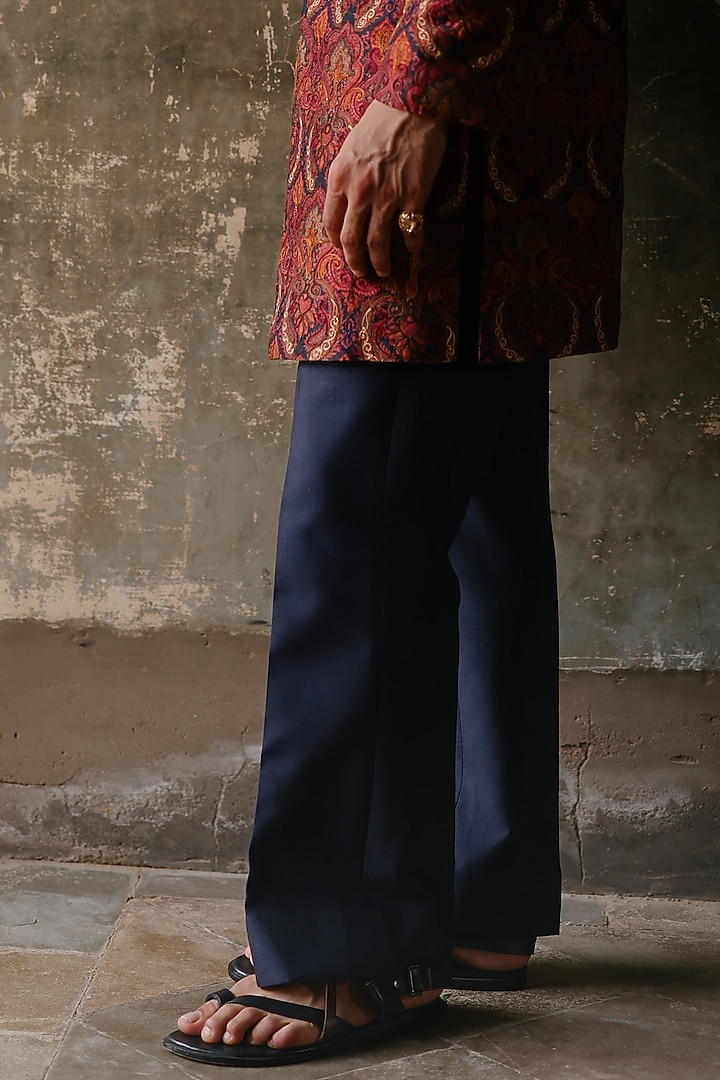 Maroon Silk Hand Embroidered Groom Indowestern Set by Amit Behki at Pernia's Pop Up Shop