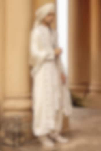 Ivory Raw Silk Hand Embroidered Groom Sherwani Set by Amit Behki at Pernia's Pop Up Shop
