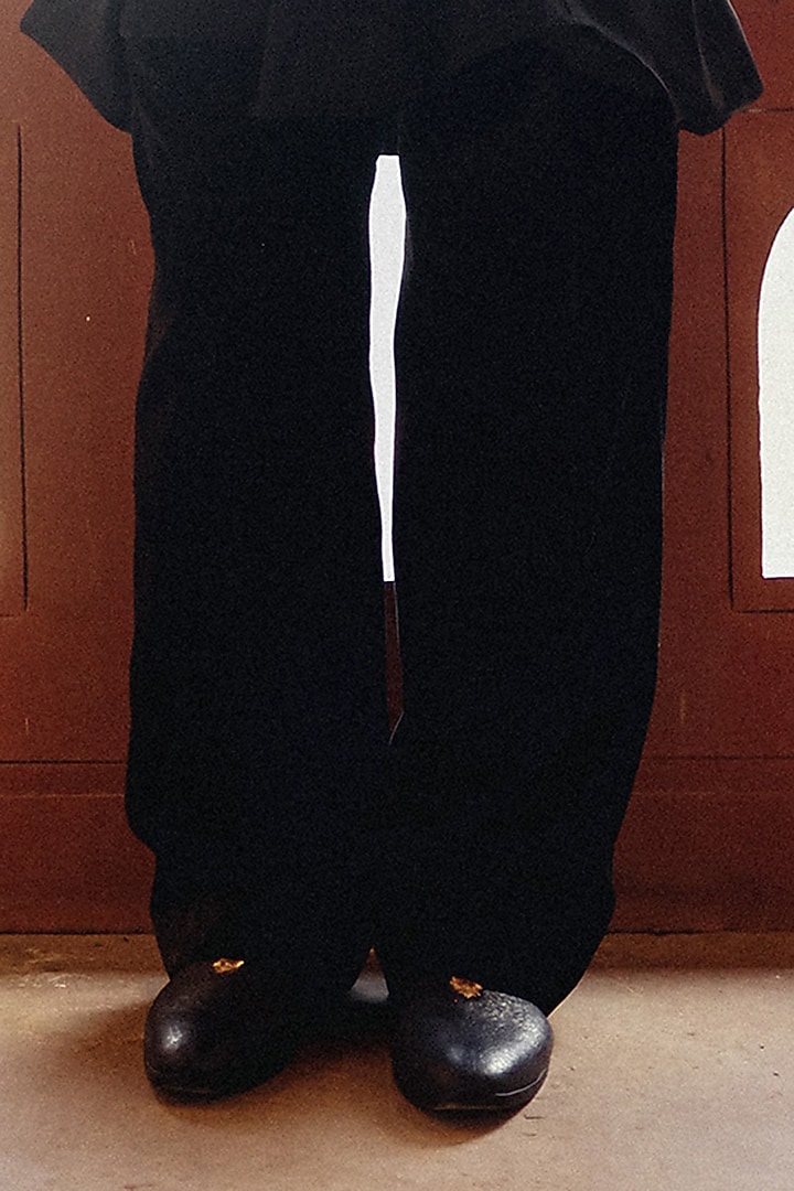 Black Raw Silk Hand Embroidered Groom Bandhgala Set by Amit Behki at Pernia's Pop Up Shop