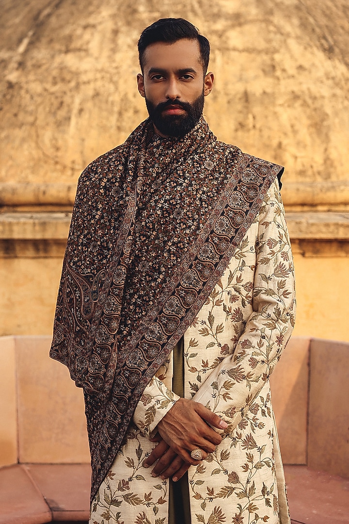 Brown Pashmina Stole by Amit Behki at Pernia's Pop Up Shop